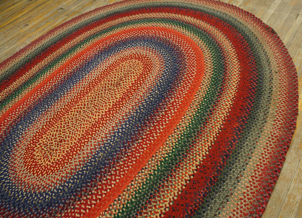 Fabric Early 20th Century Oval American Braided Rug ( 6'10