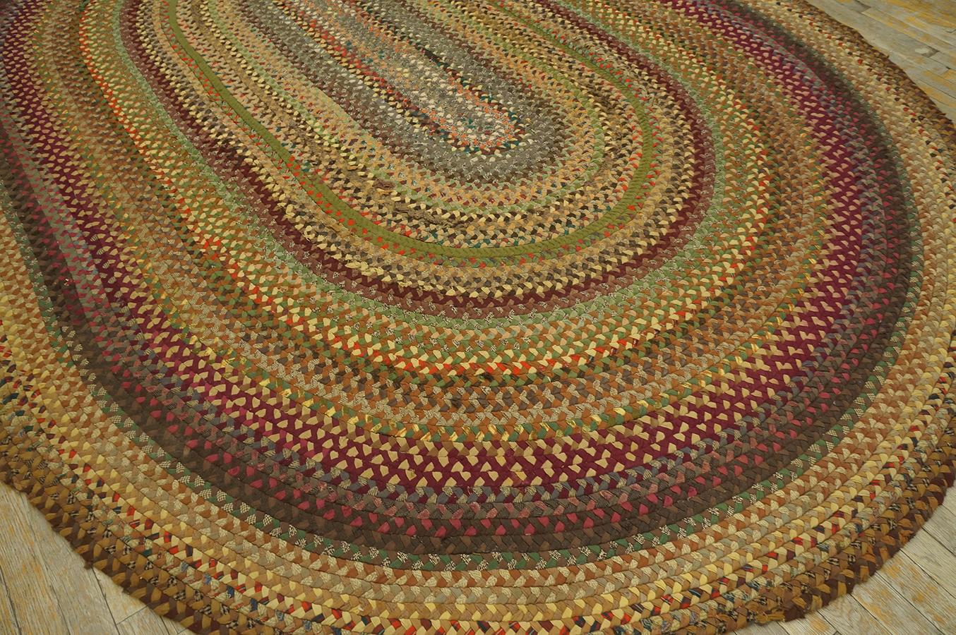 Hand-Woven Mid 20th Century American Braided Rug ( 7'6