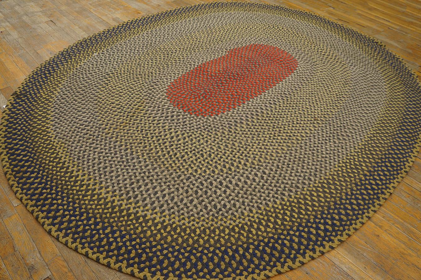 Hand-Woven 1940s American Braided Rug ( 7' 6