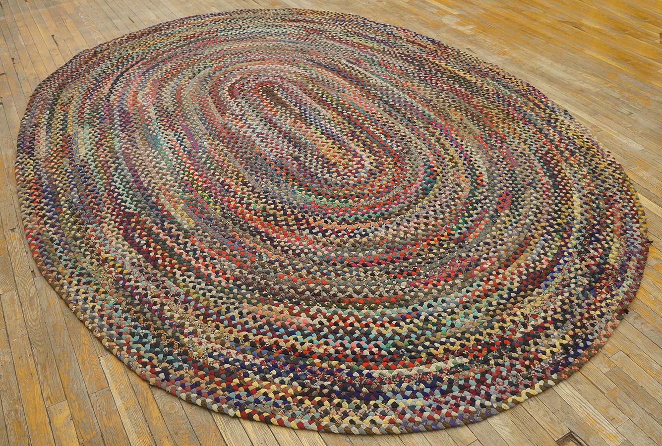 Hand-Woven 1930s American Braided Rug ( 8'3
