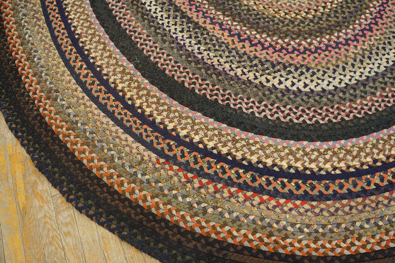 Hand-Woven 1930s American Braided Rug ( 8'10 x 9'9