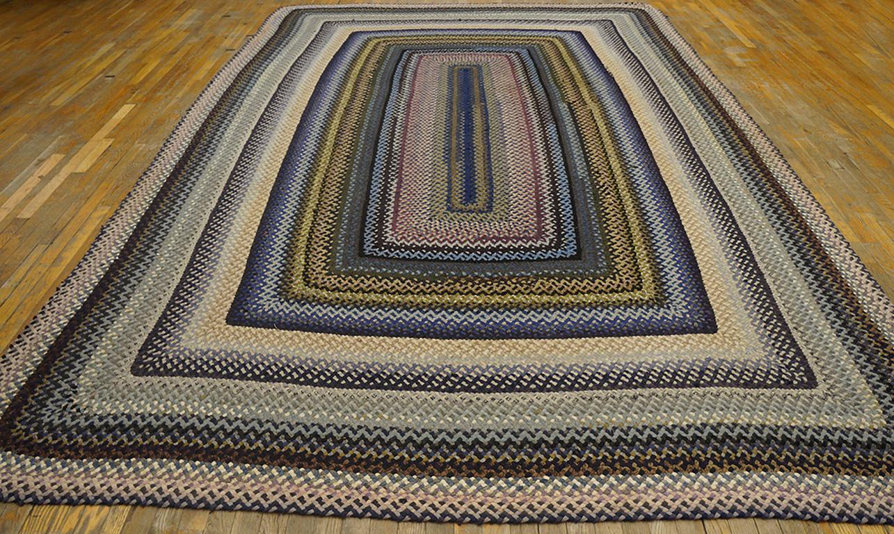 Antique American braided rug, Size: 8'3