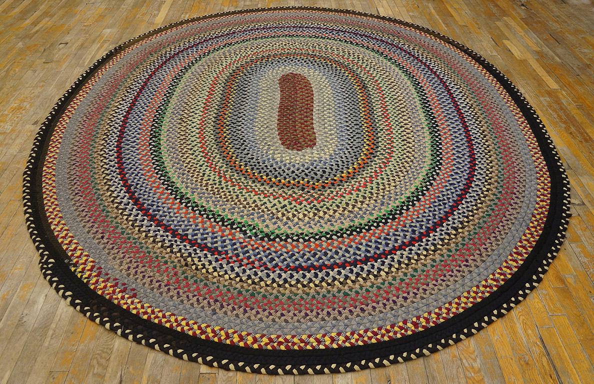 Antique American Braided rug, size: 8'6