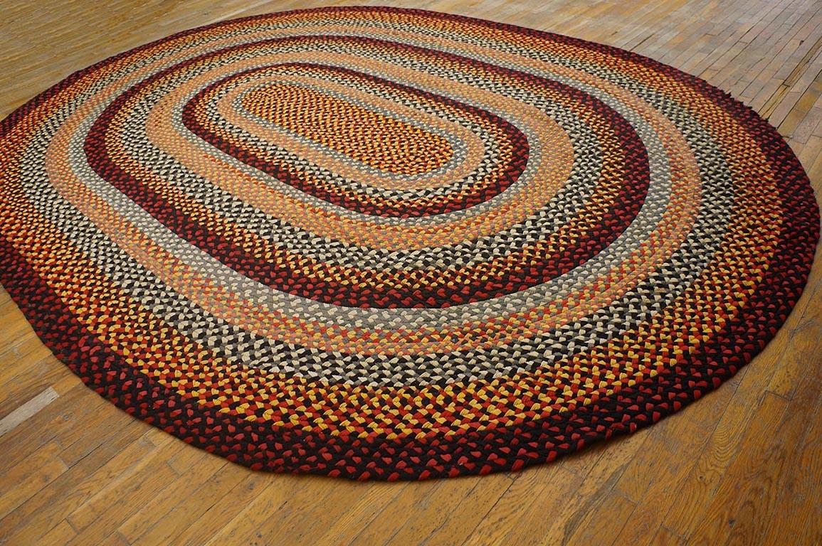 Hand-Woven 1930s American Braided Rug ( 9' 2