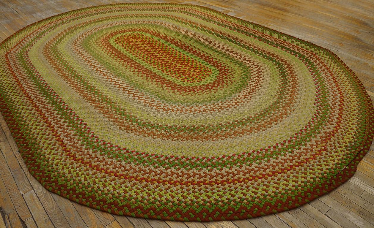 Hand-Woven Mid 20th Century American Braided Rug ( 9'  x 12' 6
