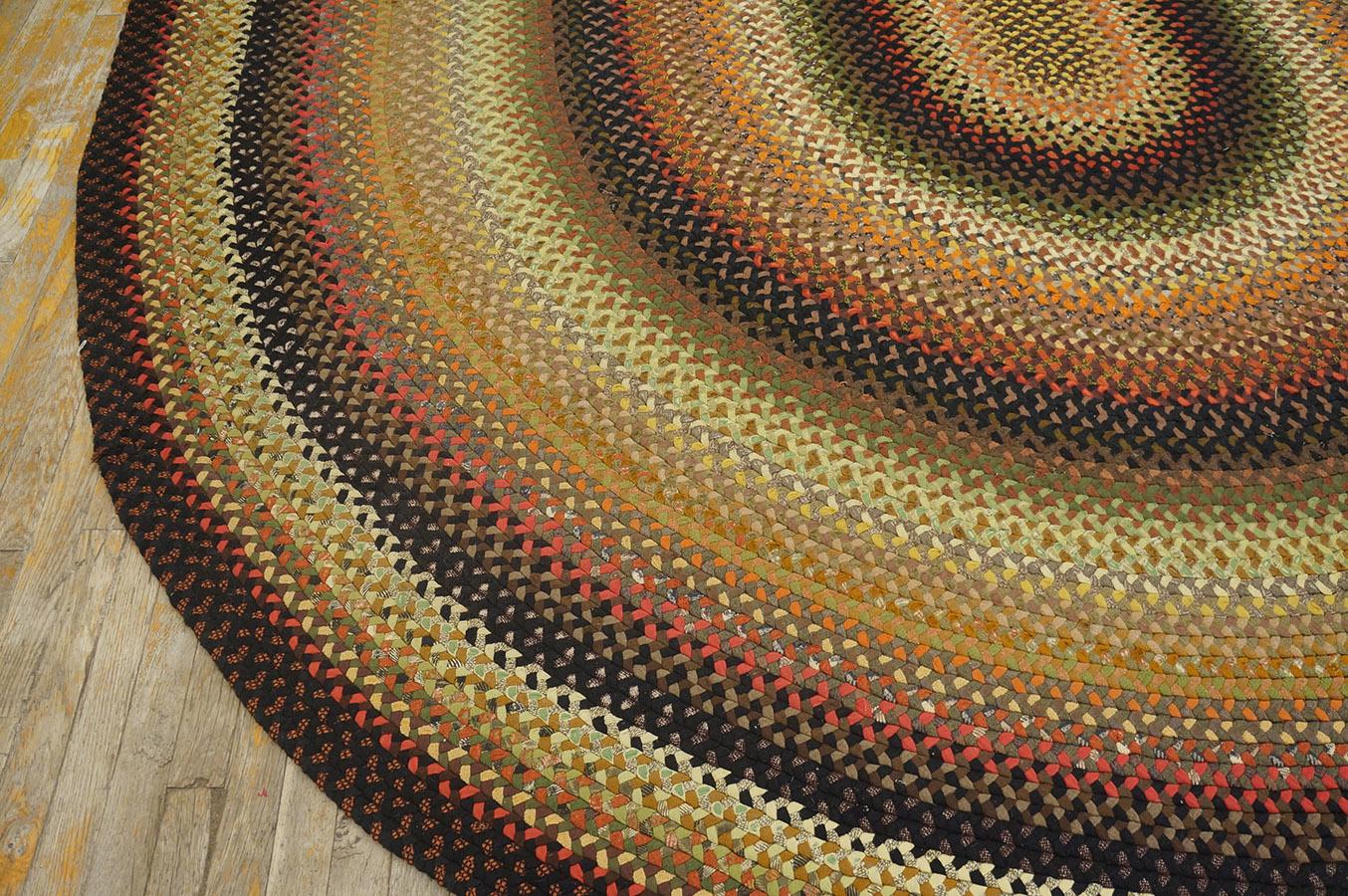 Hand-Woven 1930s American Braided Rug ( 9'10