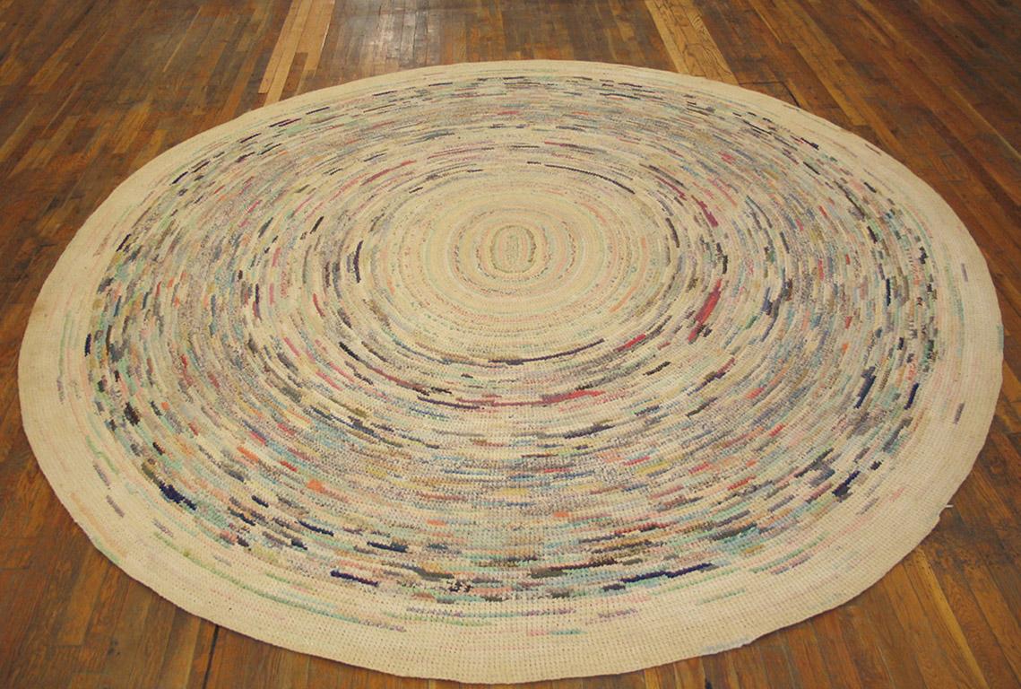 Antique American Braided rug. Size: 9'3