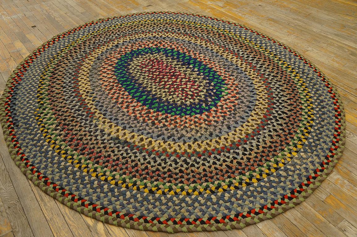 Country 1930s American Braided Rug  (6' x 7' - 182 x 213 cm ) For Sale