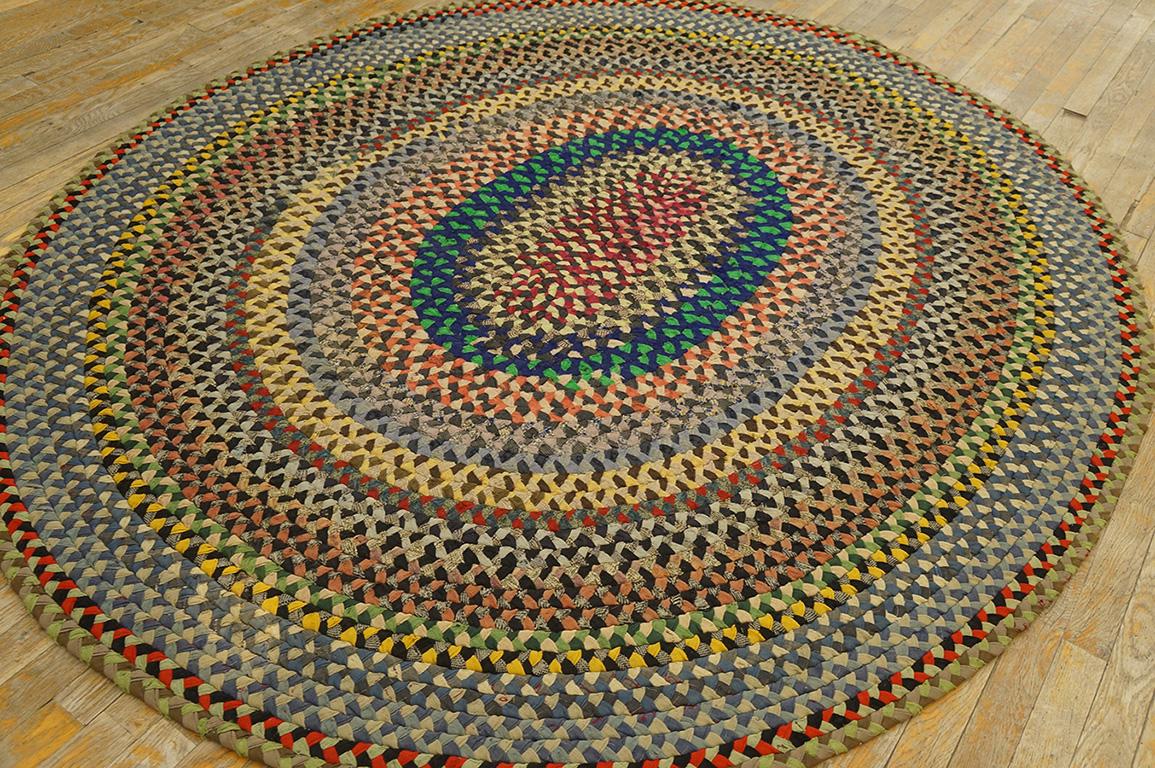 Hand-Woven 1930s American Braided Rug  (6' x 7' - 182 x 213 cm ) For Sale