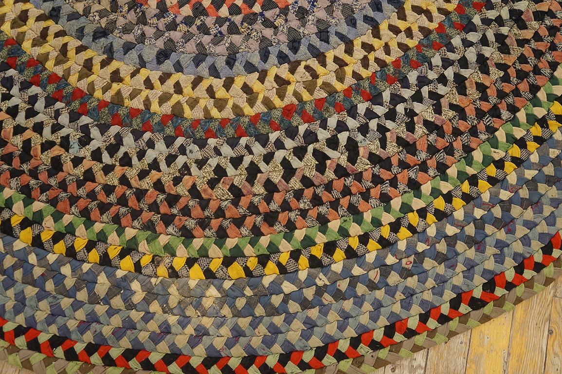 Wool 1930s American Braided Rug  (6' x 7' - 182 x 213 cm ) For Sale