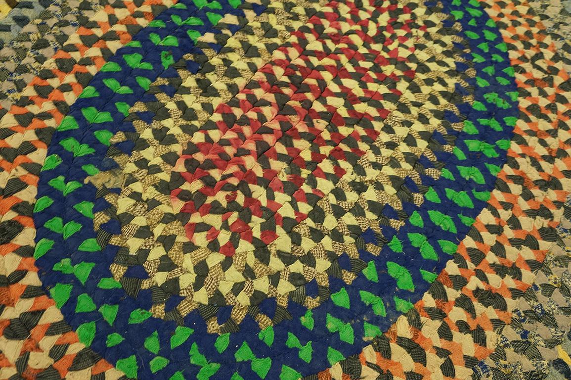 1930s American Braided Rug  (6' x 7' - 182 x 213 cm ) For Sale 1