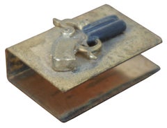 Antique American Brass Matchbox Holder Flintlock Pistol Figural Match Strike