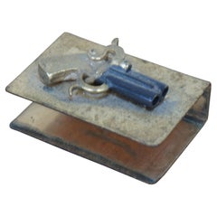 Antique American Brass Matchbox Holder Flintlock Pistol Figural Match Strike