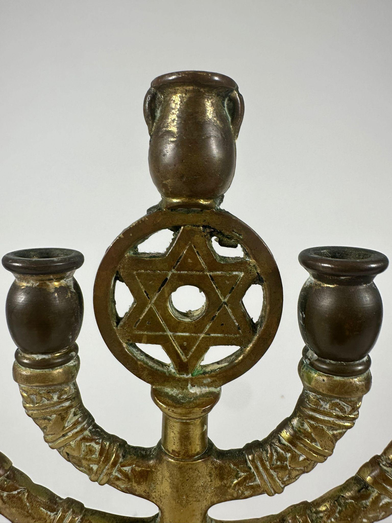 20th Century Antique American Brass Menorah with 