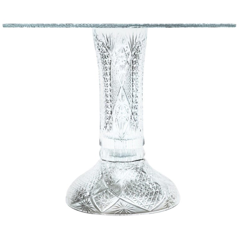 Antique American Brilliant Cut Crystal Round Side Occasional Glass