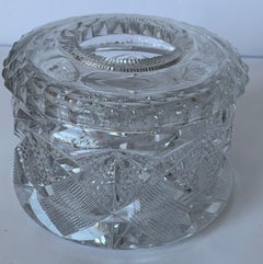 Antique American Brilliant Cut Glass Receiver or Vanity Jar