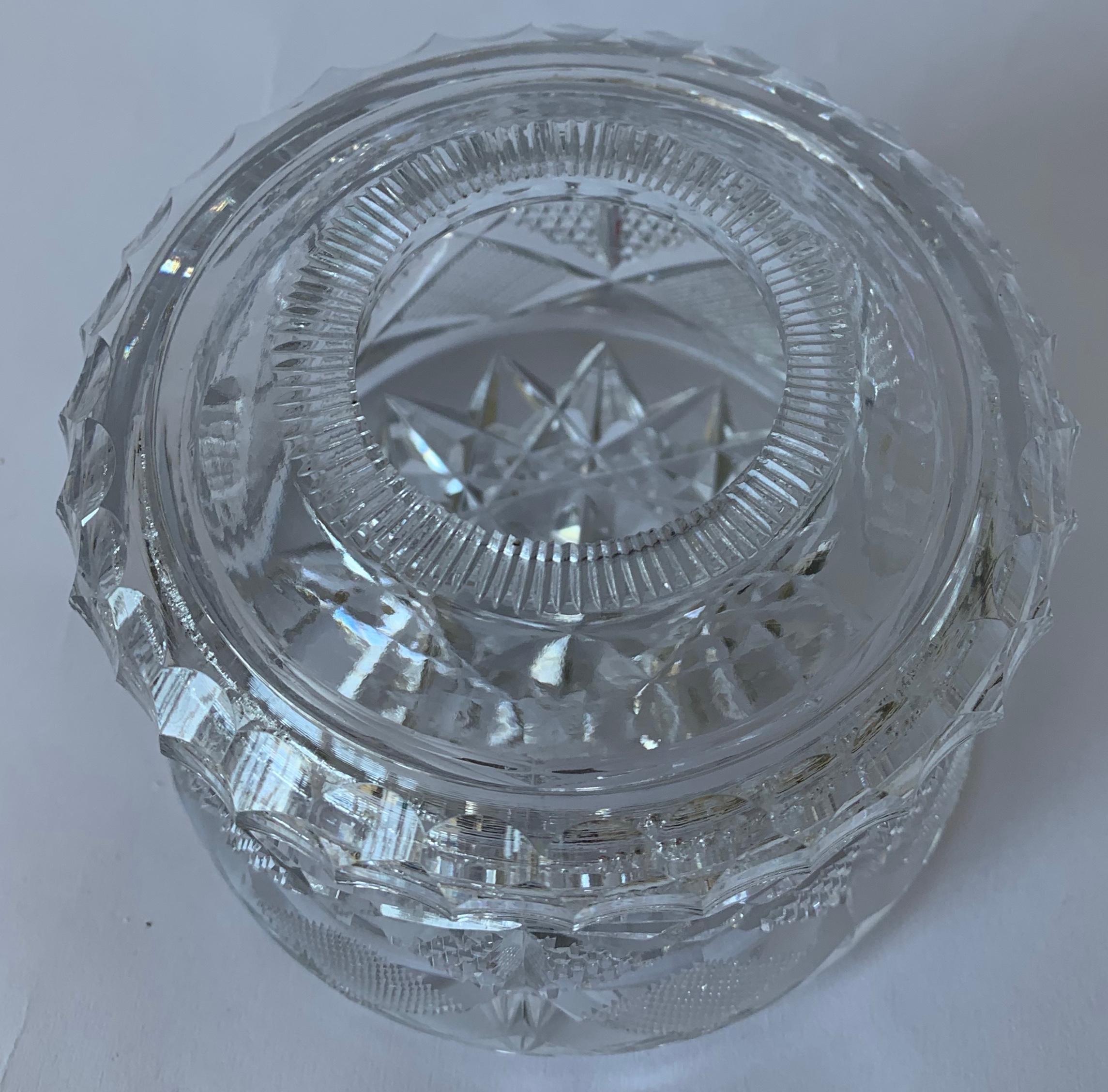 Victorian Antique American Brilliant Cut Glass Receiver or Vanity Jar