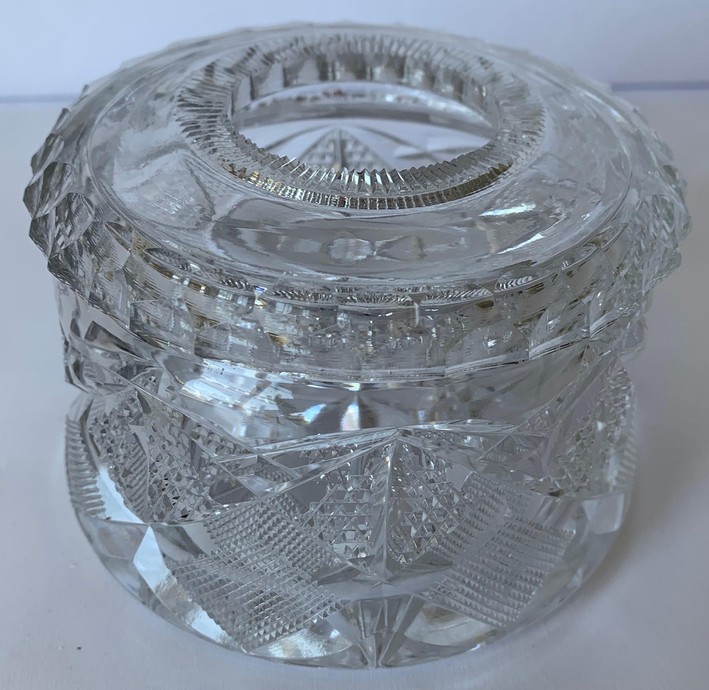 Late 19th Century Antique American Brilliant Cut Glass Receiver or Vanity Jar