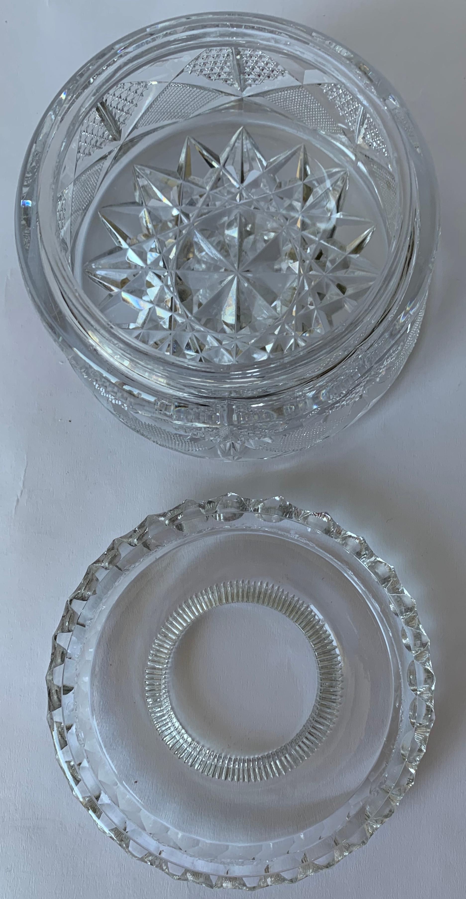 Antique American Brilliant Cut Glass Receiver or Vanity Jar 3