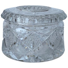 Antique American Brilliant Cut Glass Receiver or Vanity Jar