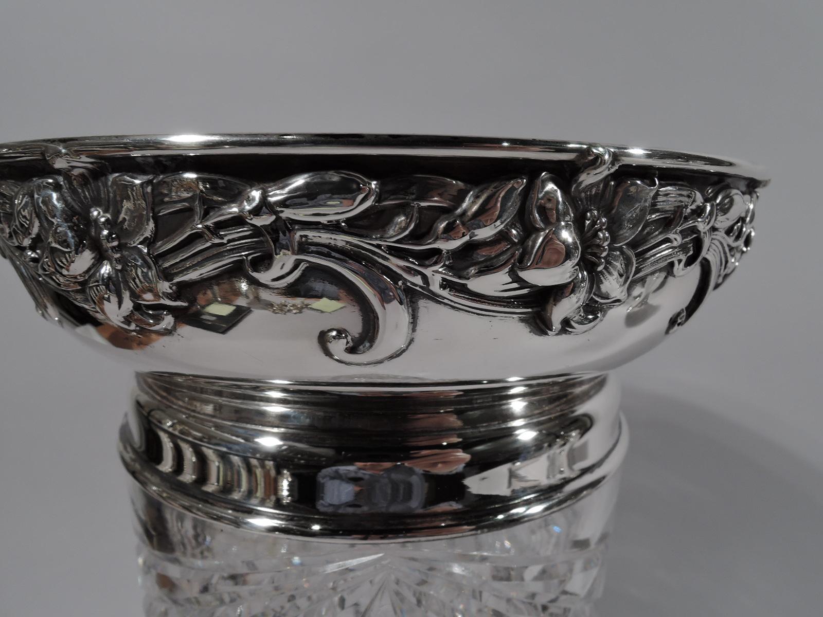 Antique American Brilliant-Cut Glass and Sterling Silver Vase by Gorham In Excellent Condition In New York, NY