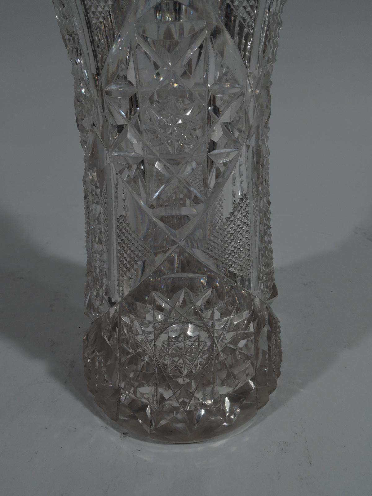 Antike Vase aus amerikanischem Glas mit Brillantschliff und Sterlingsilber 1