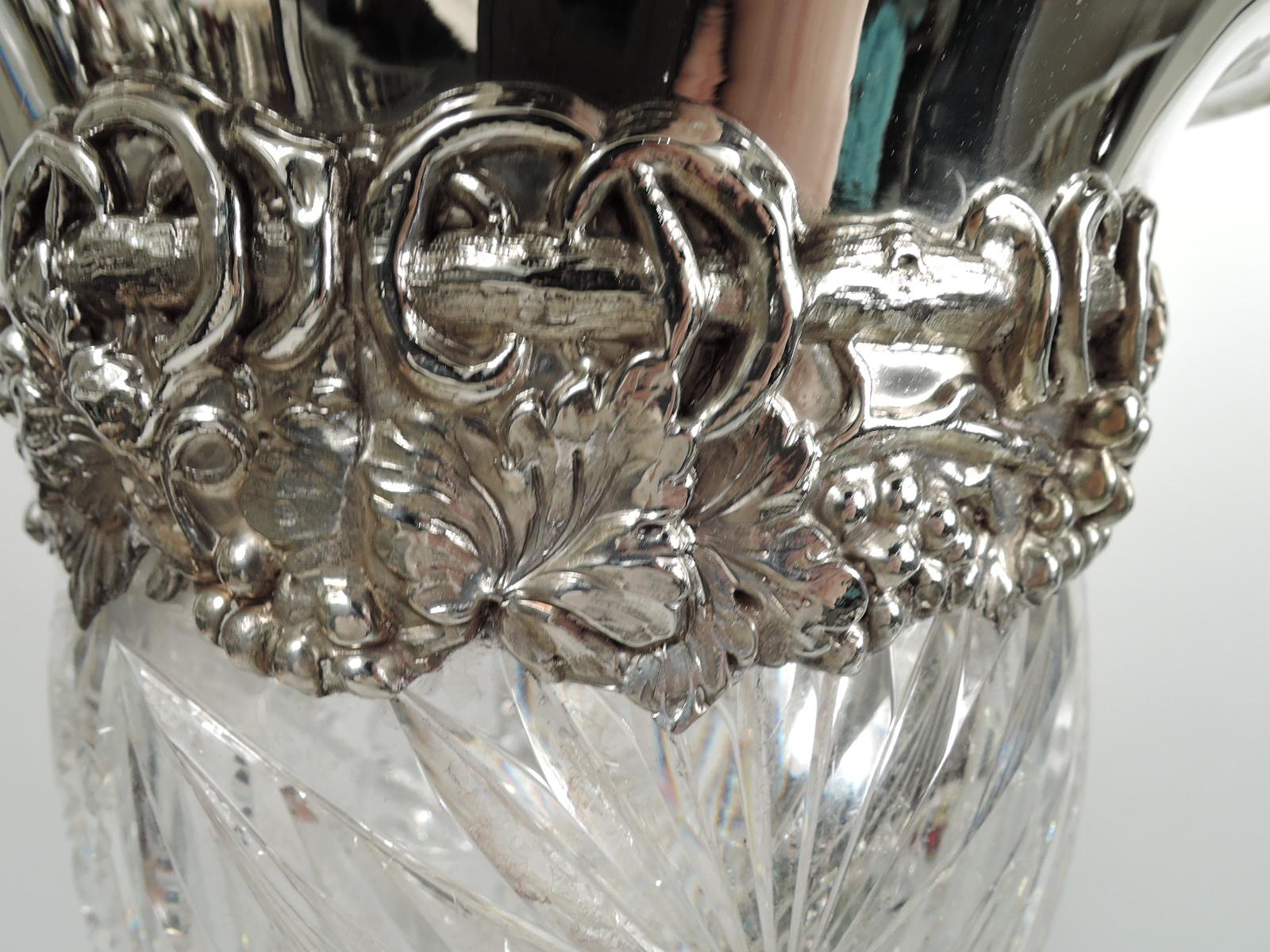 Antique American Brilliant-Cut Glass & Sterling Silver Vase 1