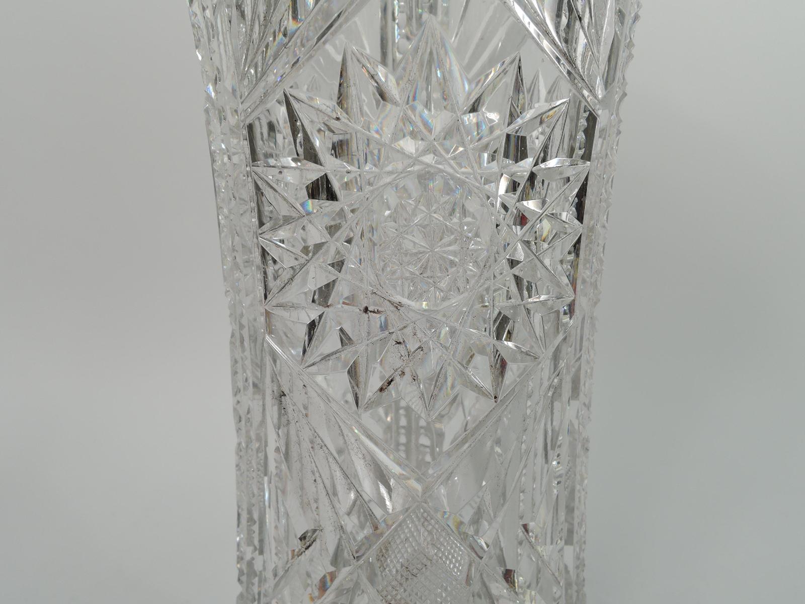 Antique American Brilliant-Cut Glass & Sterling Silver Vase 2