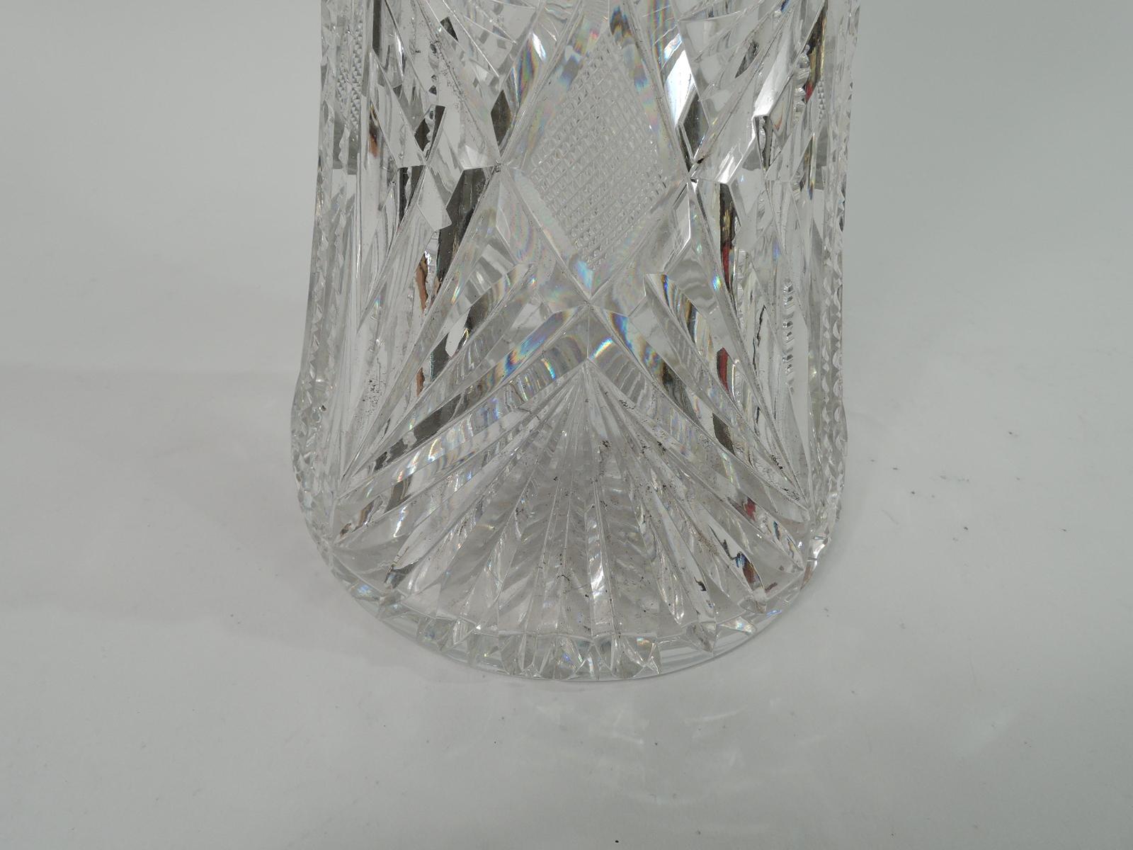 Antique American Brilliant-Cut Glass & Sterling Silver Vase 3