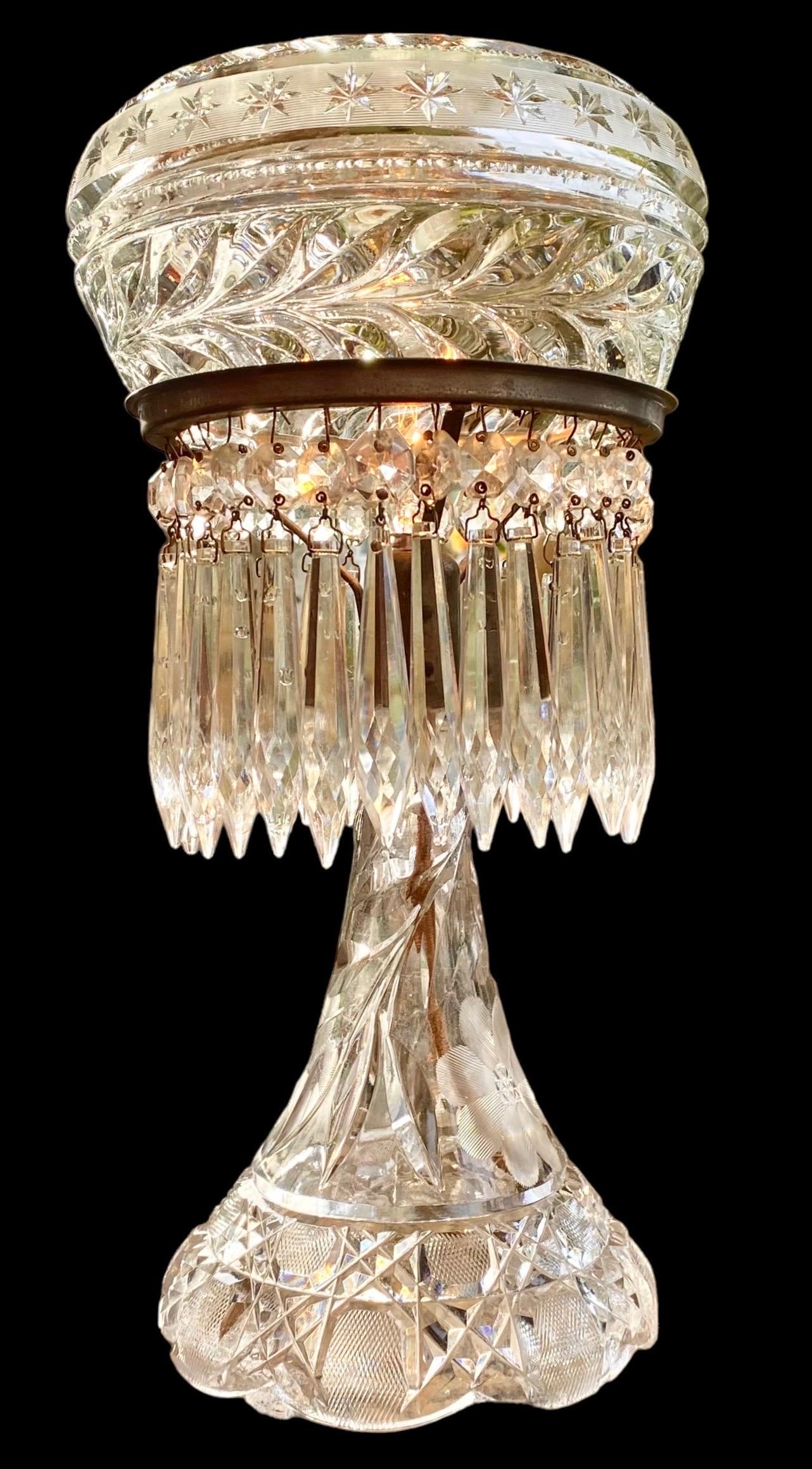 Antique American Brilliant Cut Glass Table Lamp 1