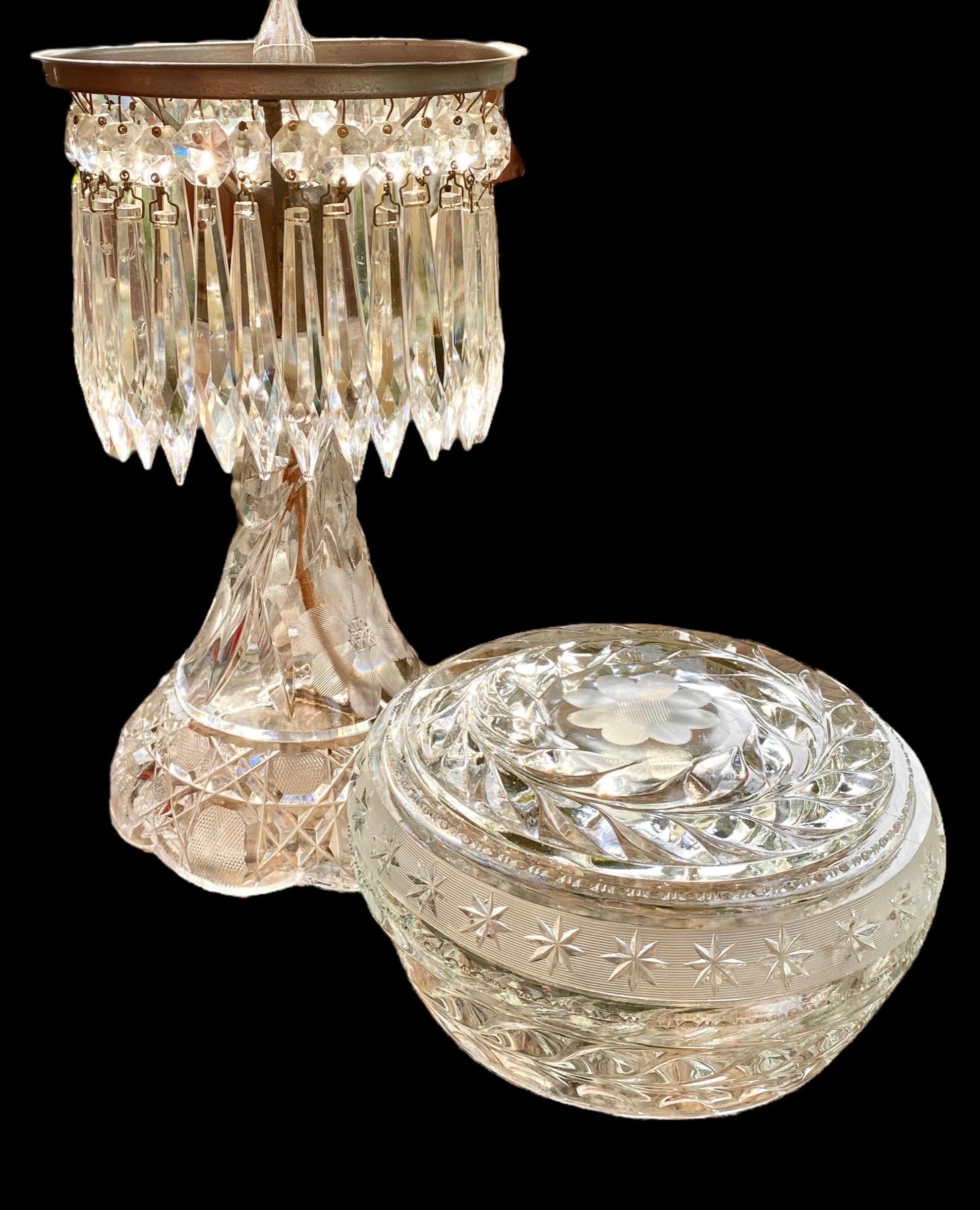 Antique American Brilliant Cut Glass Table Lamp 4