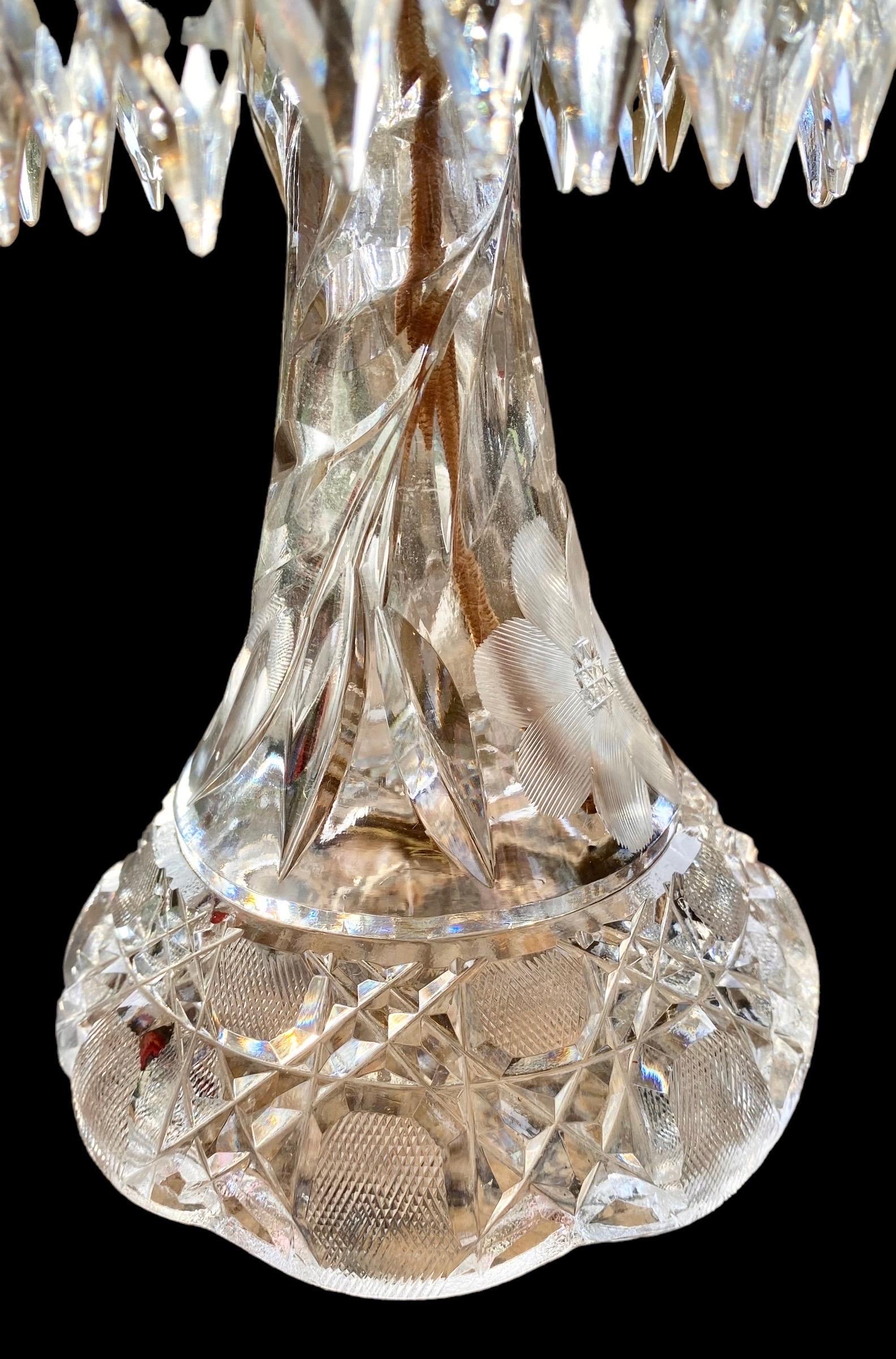Antique American Brilliant Cut Glass Table Lamp 6