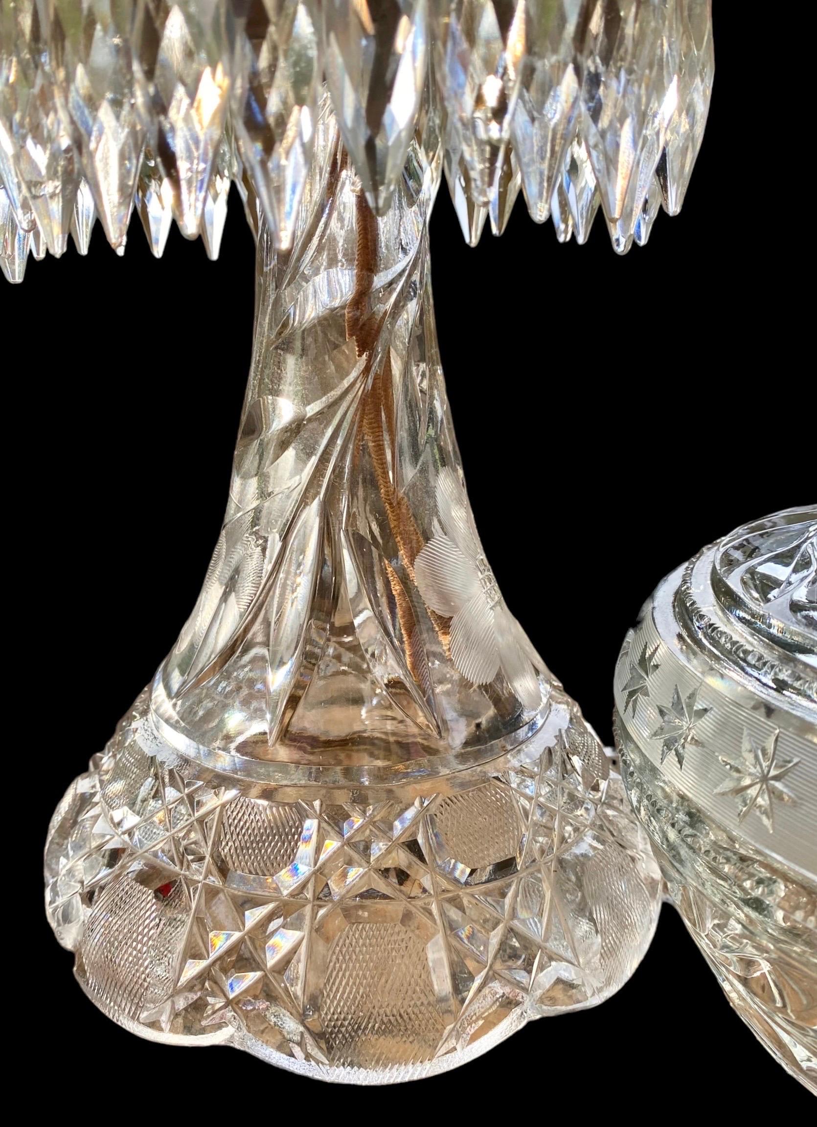 Early 20th Century Antique American Brilliant Cut Glass Table Lamp