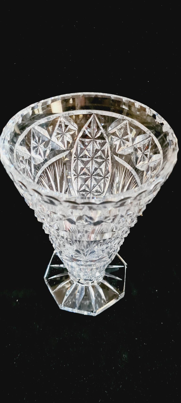 Antique American Brilliant Cut Glass Vase by Hawkes For Sale at 1stDibs