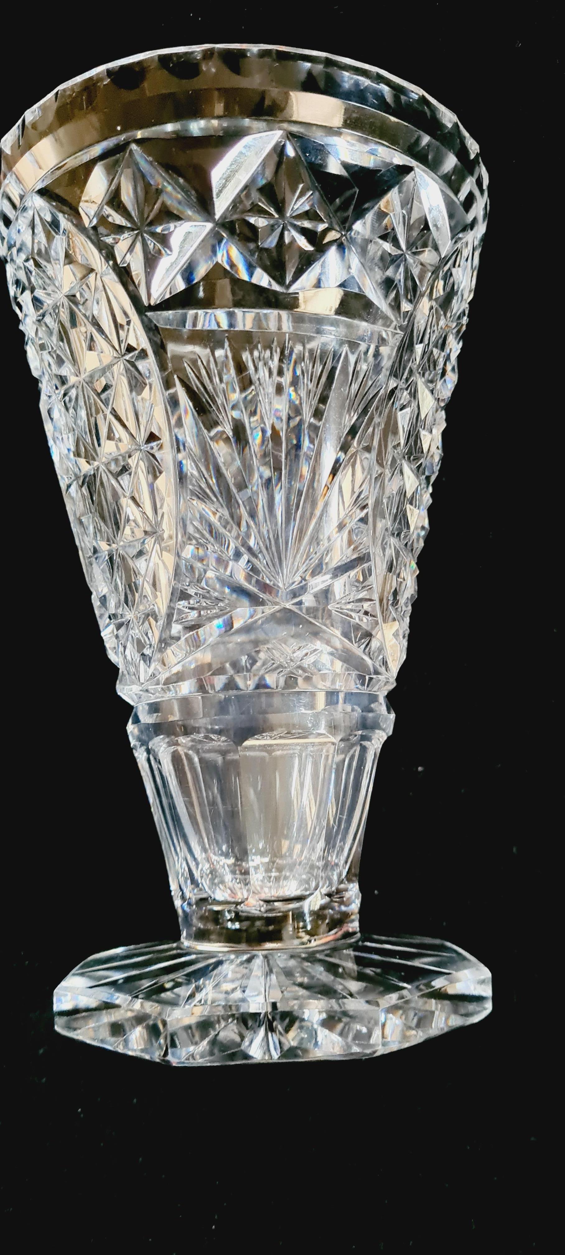 antique lead crystal cut glass vases