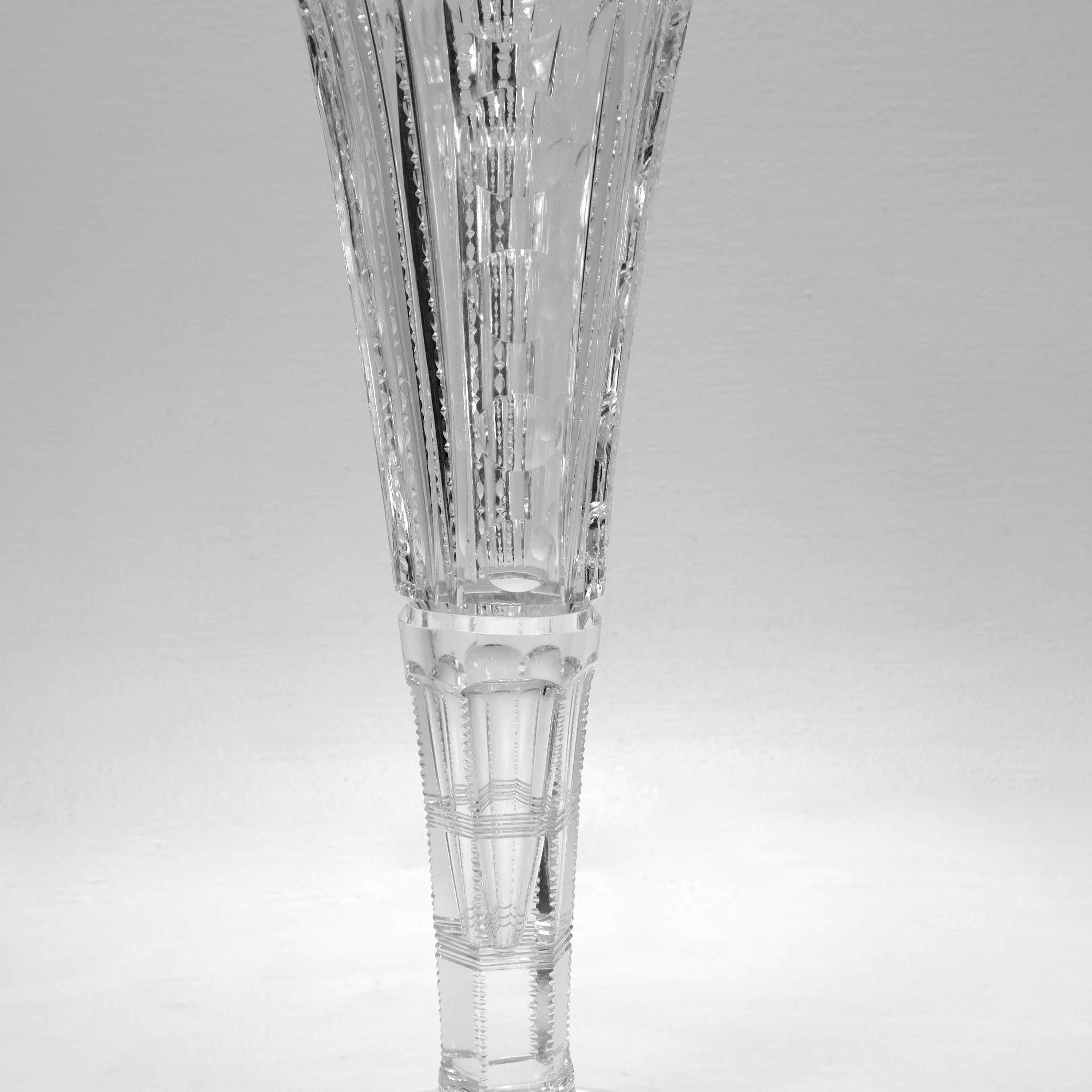 Antique American Brilliant Period ABP Cut Glass Trumpet Form Flower Vase 2