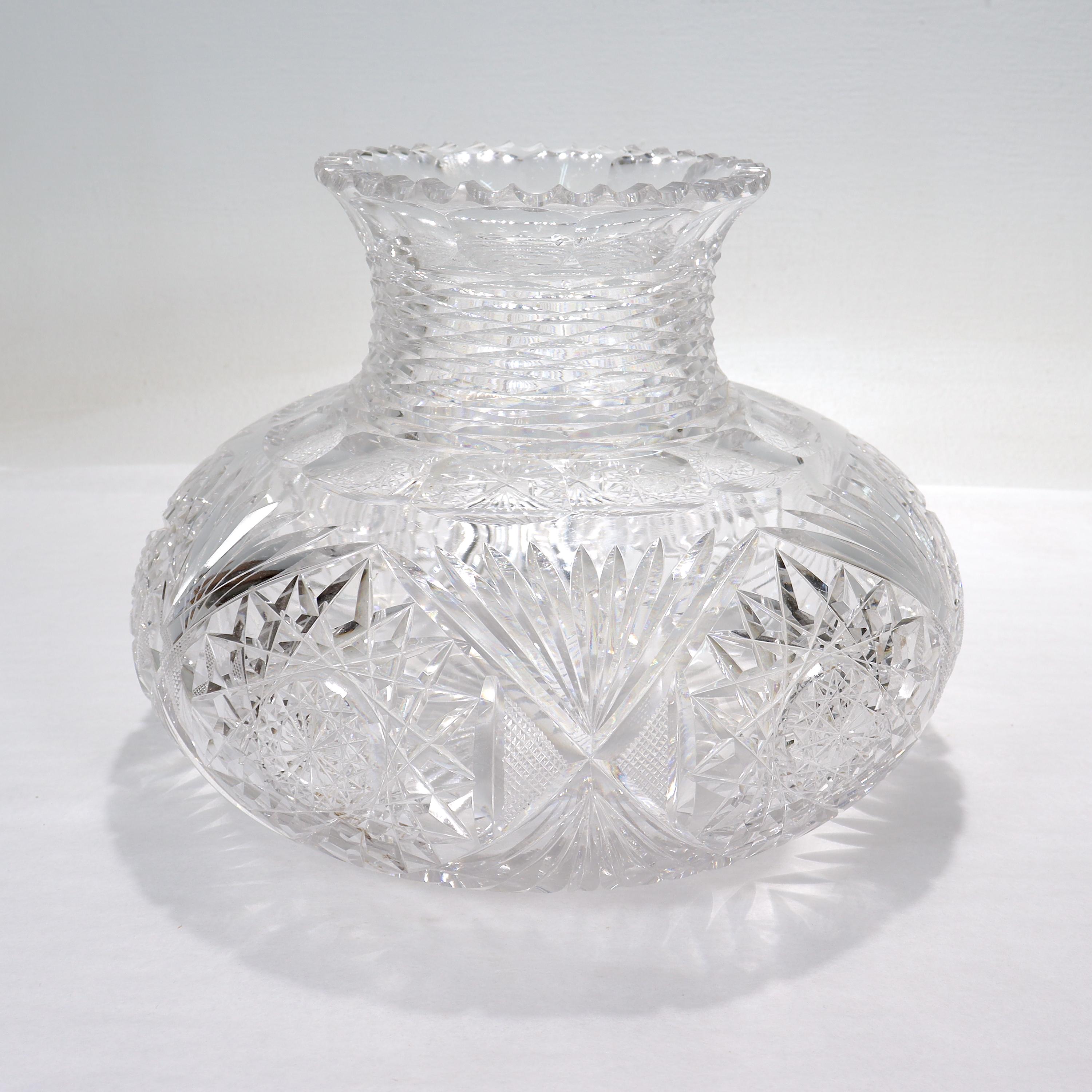 american brilliant cut glass vase