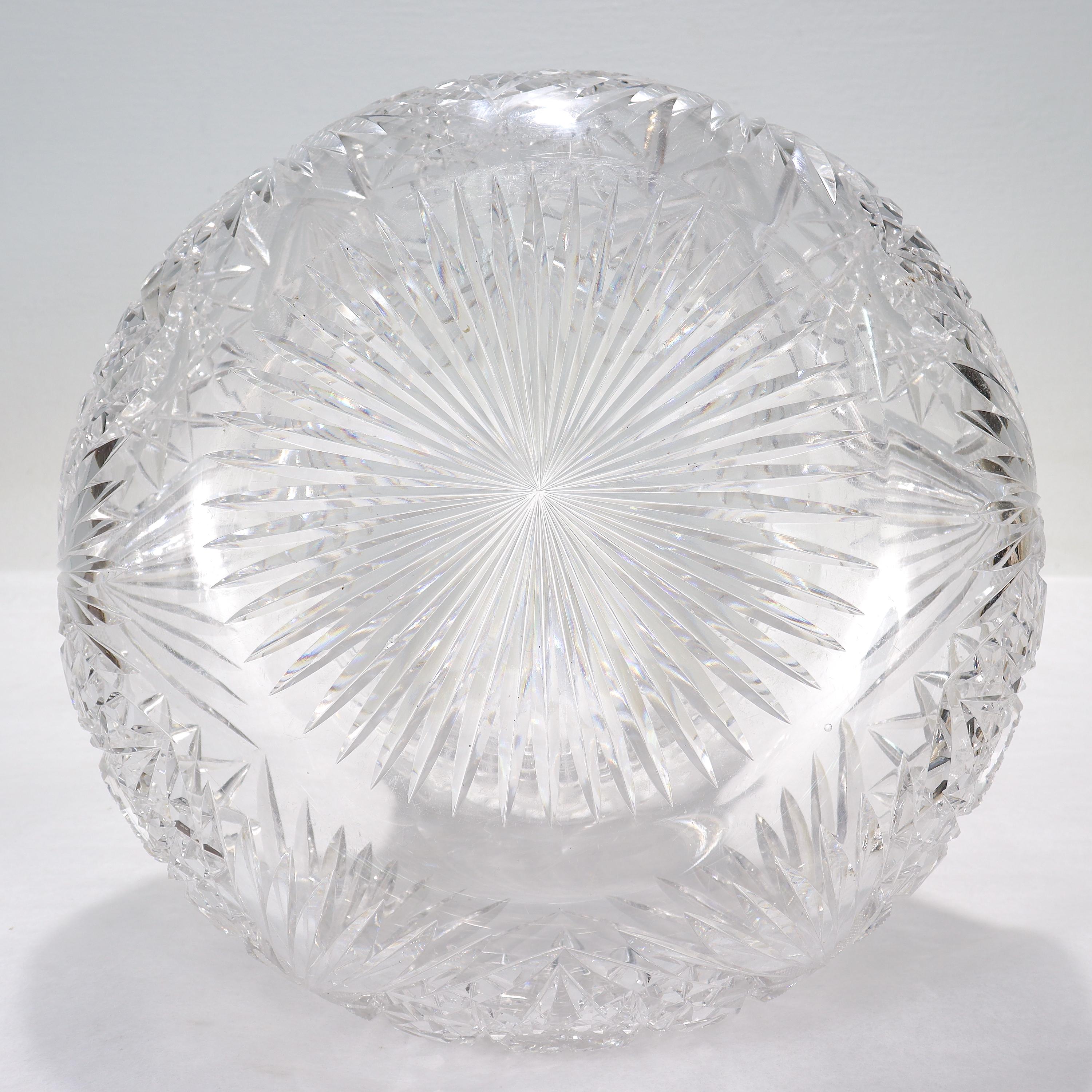 20th Century Antique American Brilliant Period Cut Glass Squat Form Flower Vase