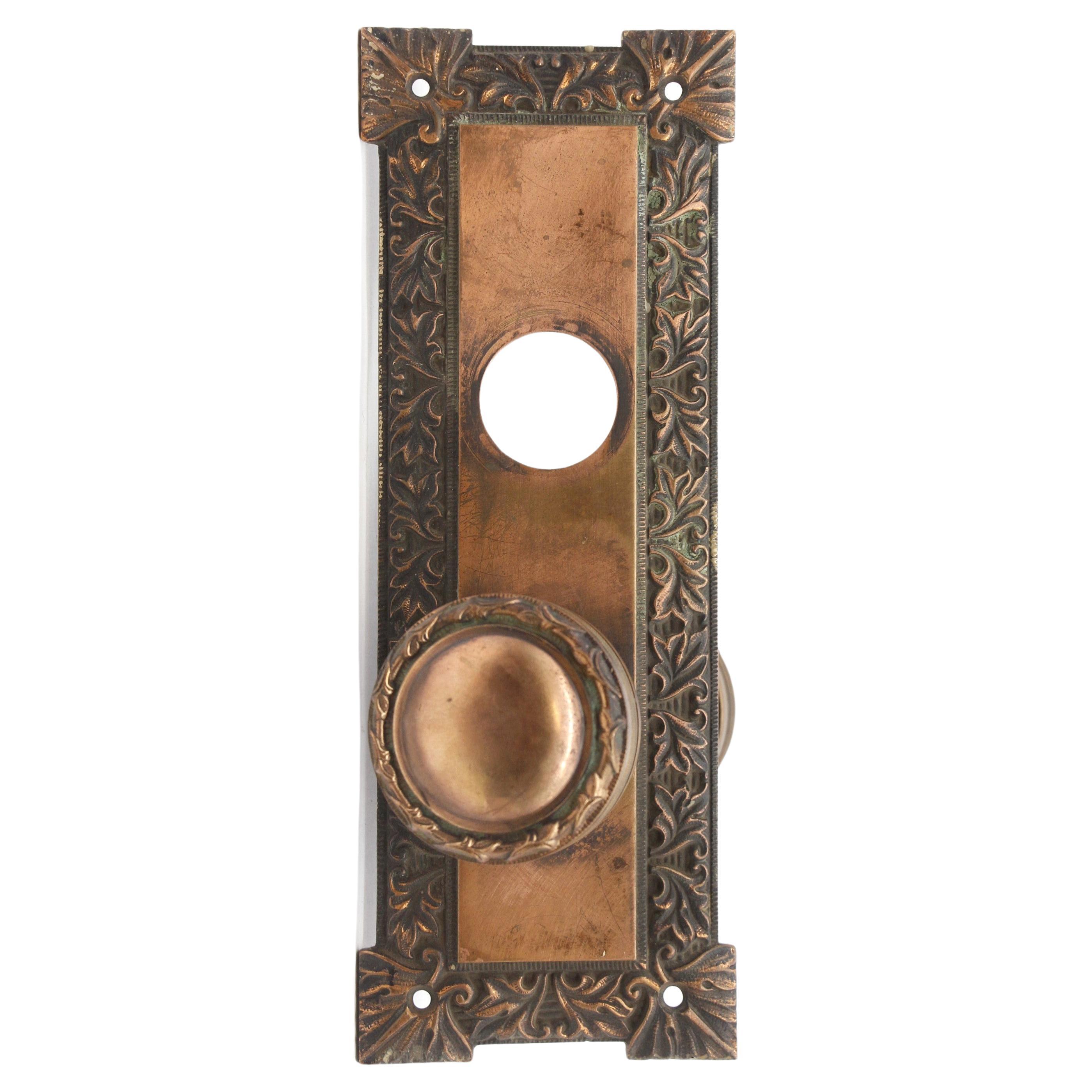 Ensemble de boutons de porte d'entrée américains anciens en bronze de style concentrique