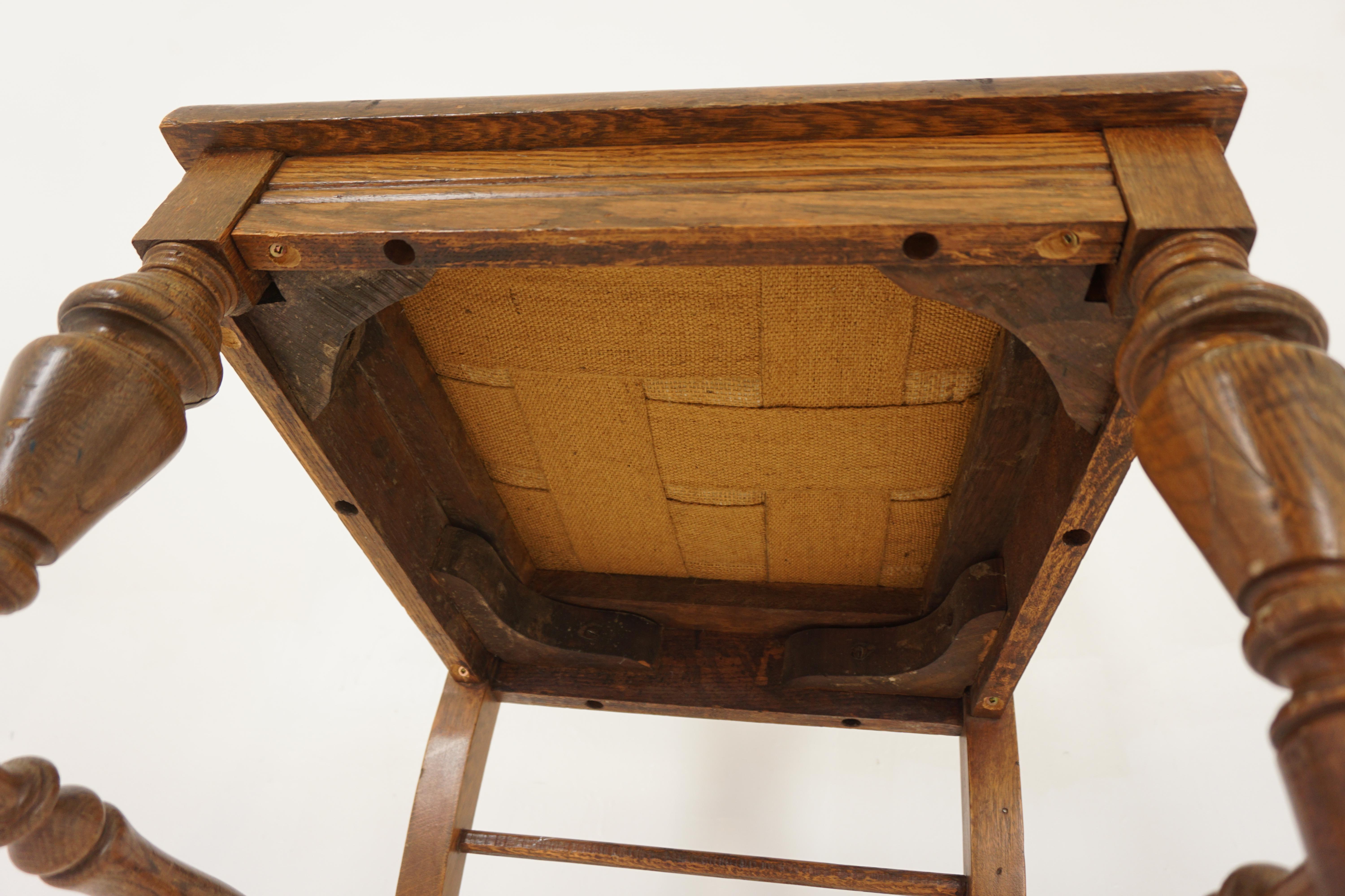 Antike amerikanische Eiche geschnitzt Halle, Schreibtisch, Occasional Stuhl, Amerika 1900, H1194 im Angebot 3