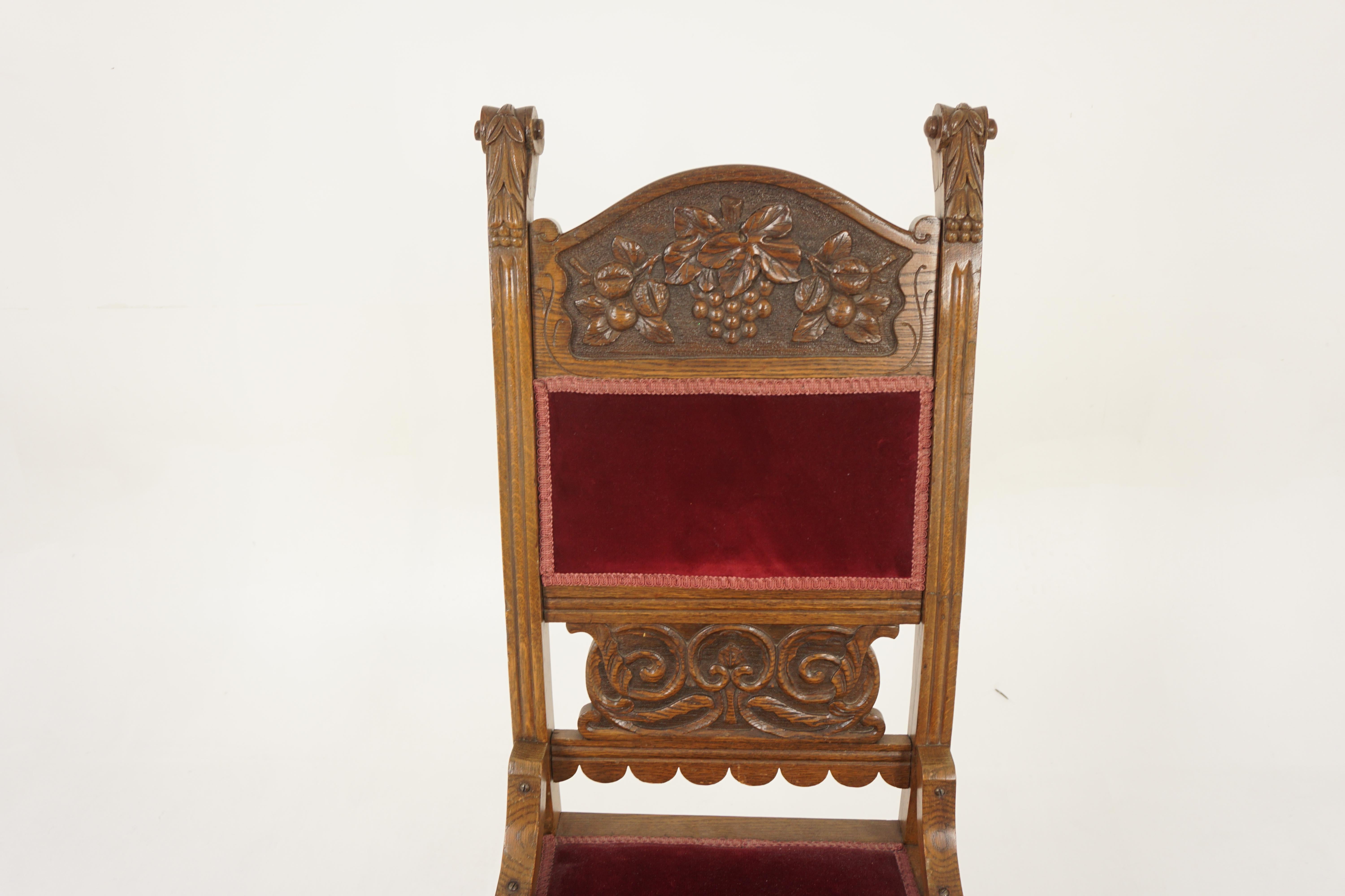 Antike amerikanische Eiche geschnitzt Halle, Schreibtisch, Occasional Stuhl, Amerika 1900, H1194 (Handgefertigt) im Angebot