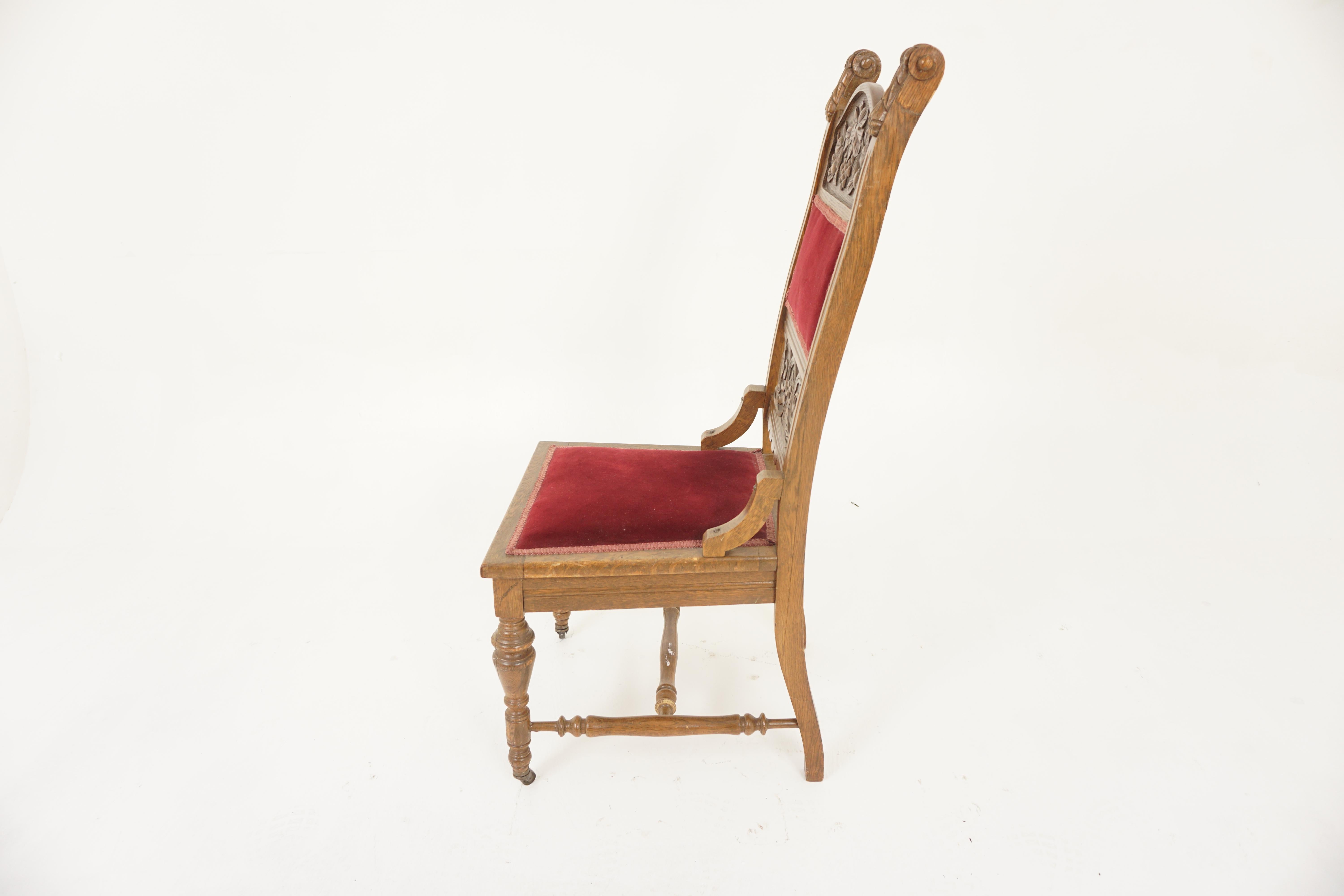 Antike amerikanische Eiche geschnitzt Halle, Schreibtisch, Occasional Stuhl, Amerika 1900, H1194 (Eichenholz) im Angebot