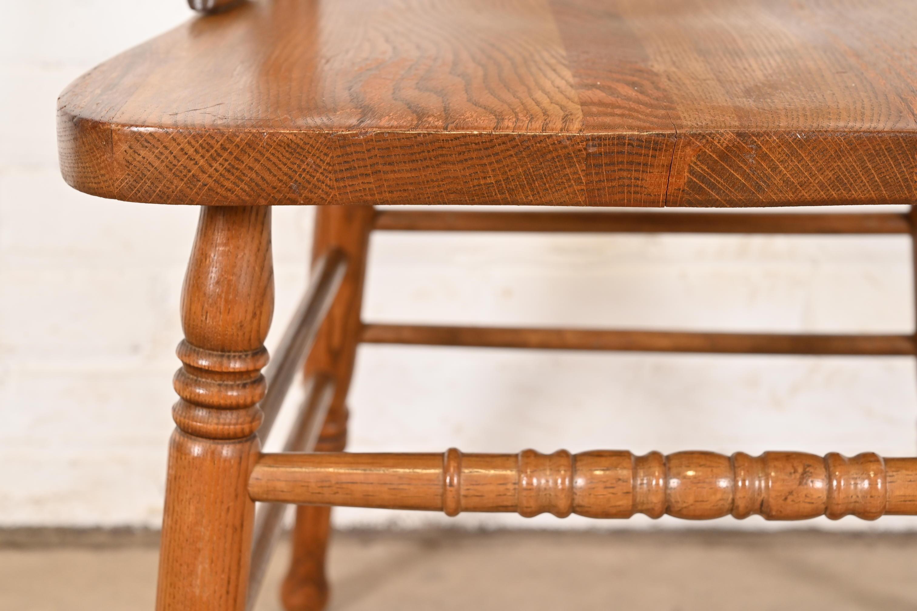 Antique American Carved Oak Pressed Back Spindle Dining Chair or Side Chair 5