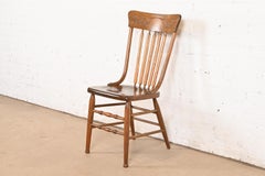 Antique American Carved Oak Spindle Back Dining Chair or Side Chair, Circa 1900