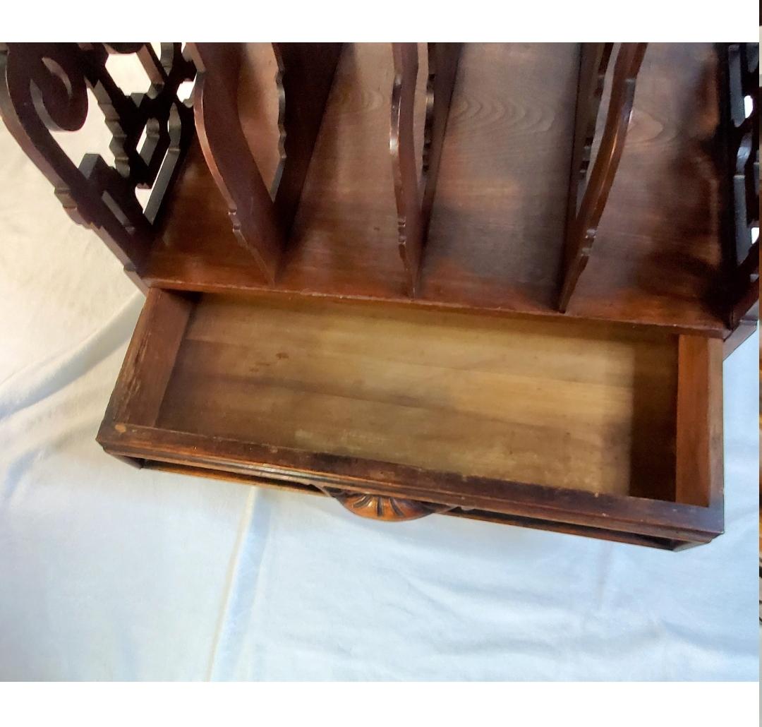 Antique American Carved Walnut Canterbury/ Sheet Music Holder Ca 1850 In Good Condition In Waxahachie, TX