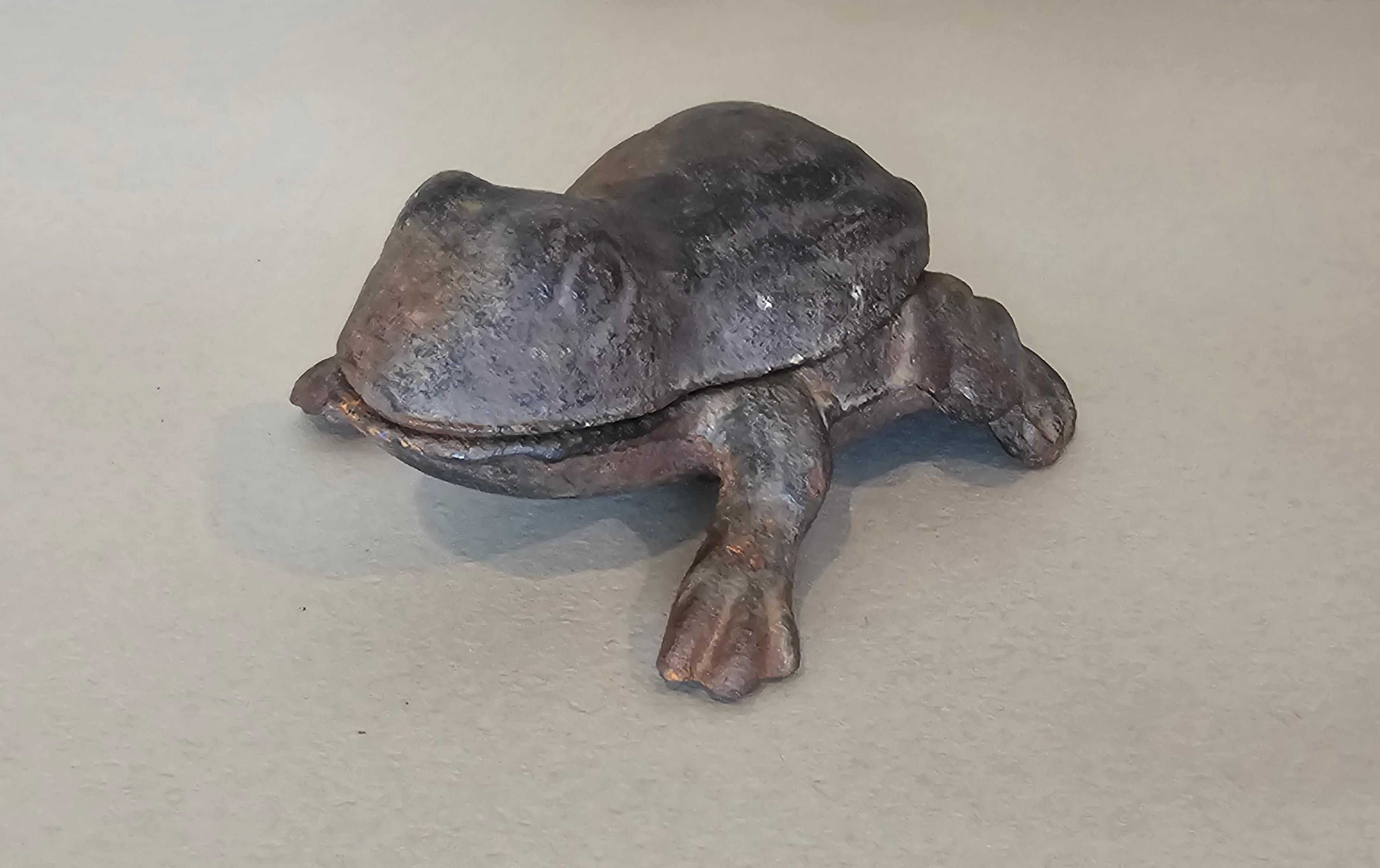 Antique American Cast Iron Frog Box Match Holder 4