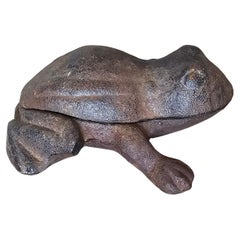 Antique American Cast Iron Frog Box Match Holder