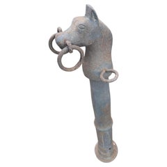 Antiker amerikanischer gusseiserner Pferdekopf- Hitching-Post, um 1890