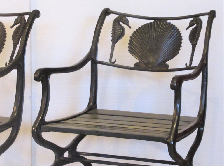 Antique American Cast Iron Sea Horse and Scallop Shell Design Garden ...