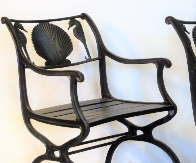 Antique American Cast Iron Sea Horse and Scallop Shell Design Garden ...